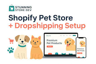 design premium shopify pet store pet website pet dropshipping store pet store