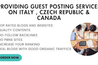 provide guest post on italy, czech republic and canada sites