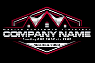 design real estate, roofing, construction logo