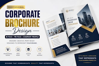 design a modern bi fold, tri fold, and corporate brochure