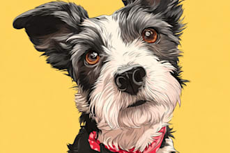 draw  pets portrait illustration in  style