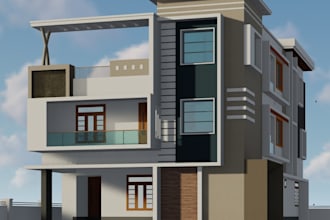 create stunning 3d exterior design and realistic house elevations