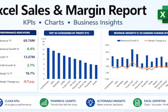 create excel dashboard, sales dashboard and KPI reports