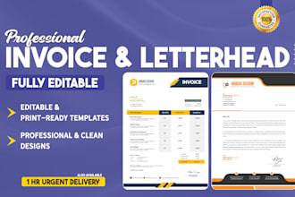 create professional editable invoice and letterhead templates in 2 hr