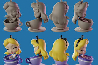 do cute disney style cartoon,custom chibi art,vinyl toy,stylized 3d anime figure