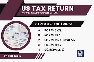 prepare and file your tax returns, business tax, form 1120 5472, 1040 as a CPA