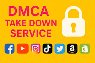 remove infringing illegal content from fb yt tiktok ig twitter telegram by dmca