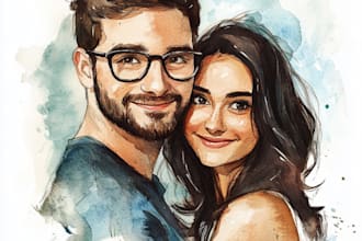 draw a couple portrait, wedding illustration
