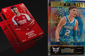 create unique sport trading cards, pokémon inspired cards and game concept art