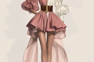 draw a fashion illustration, sketch, portrait