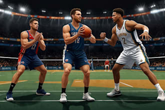draw football caricature nba vector art volleyball yoga ufc sport illustration