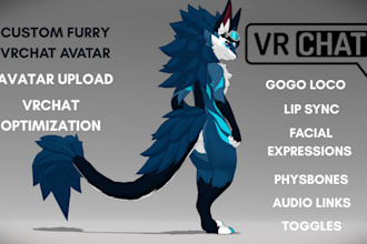 create custom vrchat avatar, vriod model, vr character, vrc furry, vrchat furry