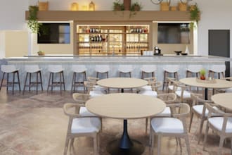 remodel3d restaurant interior layout,bar counter design,cafe rendering,furniture