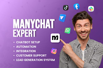 create and manage manychat chatbot, manychat automation, ai chatbot development
