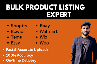 bulk import and export products on shopify, woocommerce, etsy, ebay, wayfair,wix