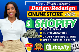 design shopify store, shopify dropshipping store, shopify website development