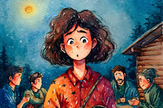 create unique watercolor character illustration