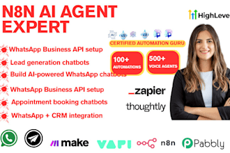 build whatsapp chatbot, vapi ai agent, zapier, make com, and n8n automation ghl