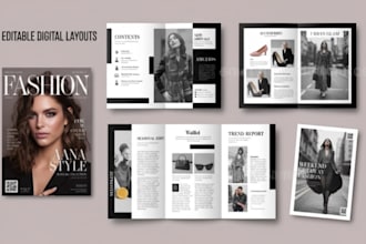 design editable digital brochures, flyers, trifold, bifold and fashion lookbooks