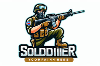 design a soldier character logo with satisfaction guaranteed