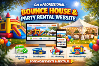 design bounce house rental and party rental website with booking system