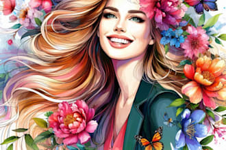 make an original watercolor vactor portrait