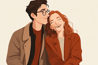 illustrate couple portrait design