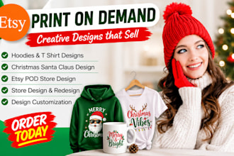 design unique christmas tshirt design mockup mug design, for etsy pod store