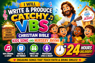 write produce catchy vbs christian bible kids song and nursery rhyme in 24 hours