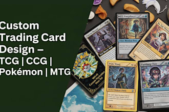 do custom trading card game design, tcg card design, trading card illustration
