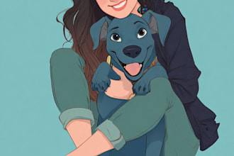 create disney pets portrait illustration in disney style