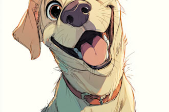 draw your potrait pet in disney style cartoon illustration