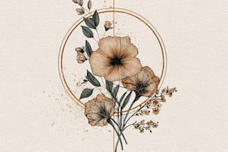 design a hand drawn botanical boho logo for you