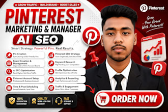 manage setup your pinterest marketing, SEO  board and pins