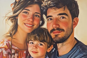 draw a realistic family or group portrait from a photo