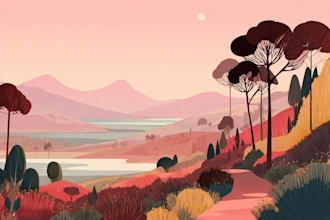 draw a flat vector landscape illustration