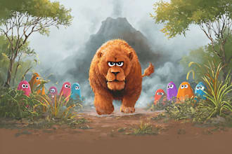 create professional cute animal digital art