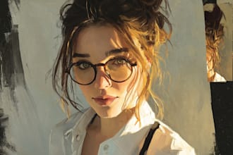 create vintage oil painting portrait illustration