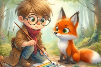 illustrate children story book illustration, cover art for kids amazon