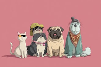 design a custom pet portrait illustration