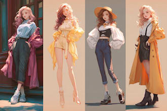 create a fashion design art, sketches, and illustrations