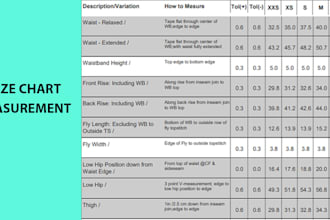 design fashion clothing size guide and create size chart