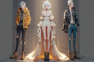 expressive fashion design art for editorial, branding more