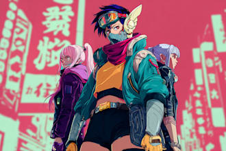 design anime character , cyberpunk character