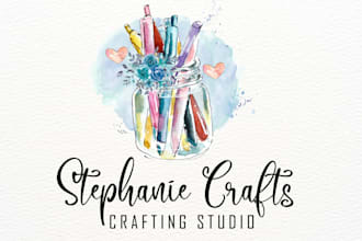 design a creative watercolor style arts and crafts logo