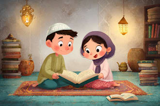 do islamic muslim illustration for children book and other