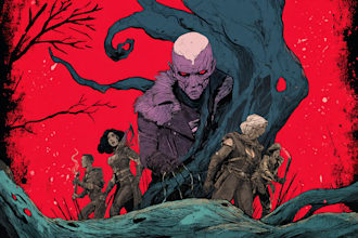 make retro vintage comic illustration, horror retro comic art, vintage poster