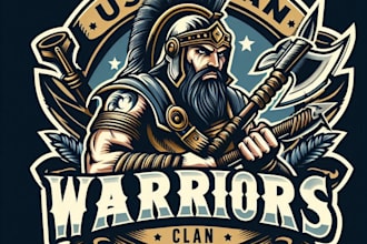 design high quality warrior mascot logo with t shirt design