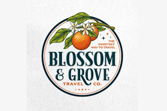 design vintage orange blossom travel company logo