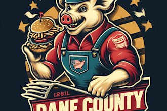 design high quality dane county pork mascot logo with t shirt design
